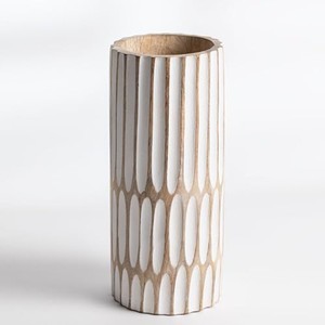 Handcrafted Mango Wood <b>Rustic</b> Flower Pot Wholesale | Natural Whitewashed Vase - Product Image 2