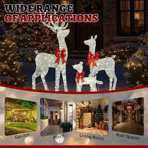 Juego de 3 Renos Navideños Iluminados para Exteriores, Resistentes a la Intemperie, Adornos Decorativos Brillantes - Product Image 6