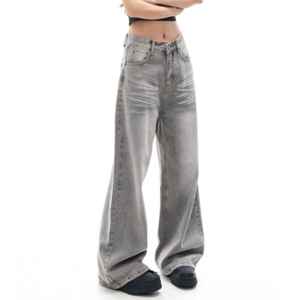 Pantalones vaqueros holgados de mezclilla a la moda para mujer, estilo casual y moderno. - Product Image 2