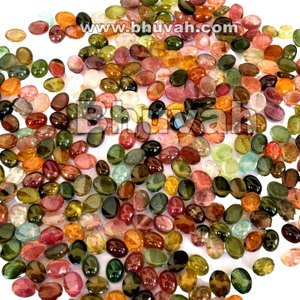 Pierre précieuse naturelle, tourmaline multicolore, cabochon unique assorti - Product Image 3