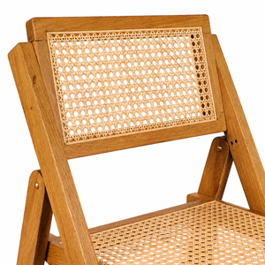 Chaise pliante en bois massif avec assise et dossier en rotin naturel, chaise de salle à manger pliante pour bar, restaurant, hôtel - Product Image 3