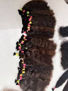 Extensiones de Cabello Humano Remy Indio Liso Largo Color Marrón Virgen a Granel para Fusion 100% Densidad Baby Super Double Drawn Trama Plana - Product Image 2