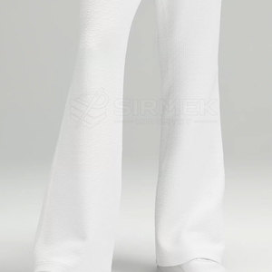 SIRMEK <b>Women's</b> White Flared Pants High Quality Knitted <b>Fleece</b> Loose Fit Casual <b>Trousers</b> - Product Image 3
