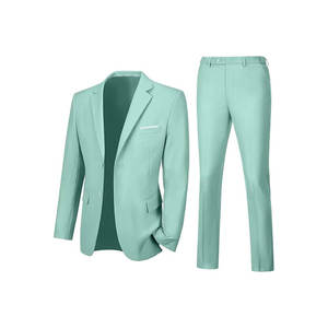 Ensemble de costume d'affaires 3 pièces pour homme avec gilet, veste et pantalon - Col mandarin plissé, tissu crocheté lavé - Product Image 2