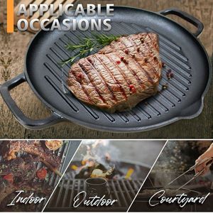 Padella per griglia in ghisa Pre-stagionata da 12.6 pollici padella a doppio manico per BBQ fornello per cucinare piastra Versatile per tutte le esigenze di cucina - Product Image 3