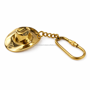 Vintage brass hat keychain <b>mini</b> cowboy hat key holder gold finish metal hat <b>keyring</b> for gift and souvenir use - Product Image 4