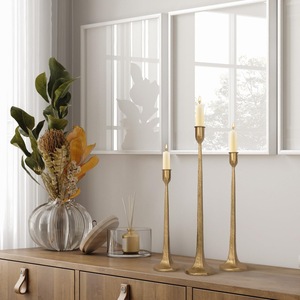 Highest Quality <b>Brass</b> <b>Candlestick</b> Holder Set with Colorful Resin Rings for Home Decoration - Product Image 5