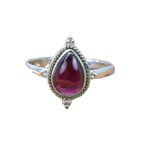 925 Sterling Silver Rose Gold Plated Fancy Shape Agate Gemstone Pear Cut <b>Ring</b> Elegant Gift for Her - Product Image 1