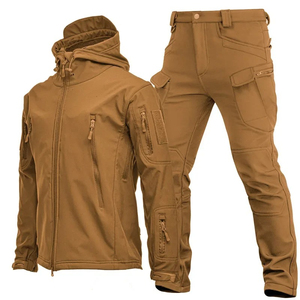 Men Camouflage Softshell Jacket and Pants <b>Set</b> <b>Waterproof</b> Windproof Outdoor Breathable Hiking Camping Trekking Workwear Suit - Product Image 5