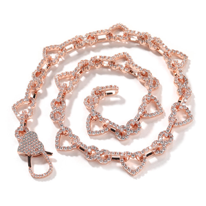 สร้อยคอเงินแท้ 925 ลาย Cuban Link รูปหัวใจขนาด 14 มม. ประดับเพชร Moissanite ทรงกลม ดีไซน์หรูหรา สไตล์ฮิปฮอป - Product Image 1