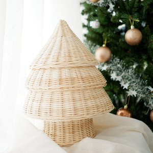 Beautiful white rattan xmas ornaments christmas tree small <b>pine</b> trees table display decoration - Product Image 4