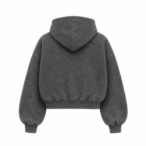 Sweat à capuche surdimensionné gris vintage personnalisé 400 GSM, lavé aux enzymes, avec intérieur en molleton brossé et logo imprimé en sérigraphie ton sur ton - Product Image 2