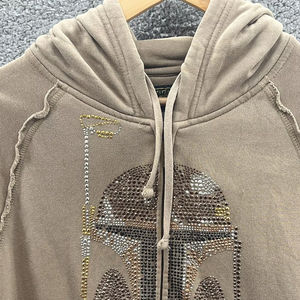 เสื้อฮู้ดสตรีทแวร์ผ้าเฟรนช์เทอร์รี่หนานุ่ม ล้างสีแบบแอซิด แต่งคริสตัล ซันเฟด ผ้าฝ้าย 100% ชุดเซ็ต 2 ชิ้น ย้อมสีพื้น สำหรับผู้ชาย ใส่ได้ในฤดูหนาว - Product Image 3