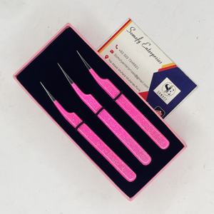 Pinzas de Acero Inoxidable de Alta Calidad Somofy Enterprises, Rectas, con Recubrimiento de Goma Aislante, para Extensión de Pestañas, Duraderas y Precisas - Product Image 3