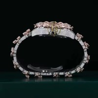 Reloj Cuadrado de Lujo de Cuarzo con Baño de Oro Rosa, Acero Inoxidable, Diseño de Espinas, Esfera de Cristal Pavé, Números Romanos, Ecológico, 10 Bar