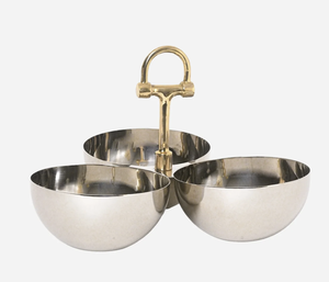Ensemble de service 3 bols en métal haut de gamme avec centre de table en forme de mors de cheval, idéal pour les collations, les noix et les bonbons, décoration de table pour la maison - Product Image 1