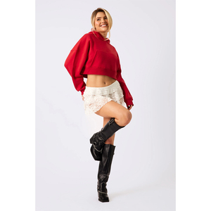 Sudadera Corta de Invierno para Mujer con Capucha Ajustable, 100% Algodón Felpa, Estilo Casual Urbano y Ropa de Descanso - Product Image 4