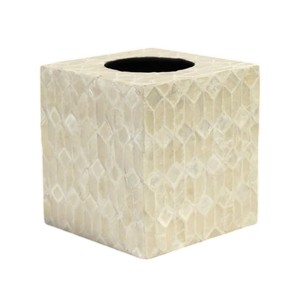 Handmade Wooden Tissue Box with Mother of Pearl Inlay for Home Decor - Product Image 1