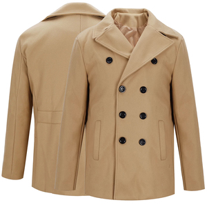 Manteau long pour homme de haute qualité, couleur brun clair, boutons classiques, veste en laine pour homme, coupe ajustée, épais, coupe-vent pour l'hiver - Product Image 3