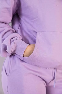 ชุดวอร์มลาเวนเดอร์แบบ unisex มีฮู้ด แขนยาว สีพื้น สวมใส่สบายๆ สำหรับฤดูใบไม้ร่วง ผ้าฝ้าย 100% ทรงหลวม มีกระเป๋าข้าง - Product Image 4