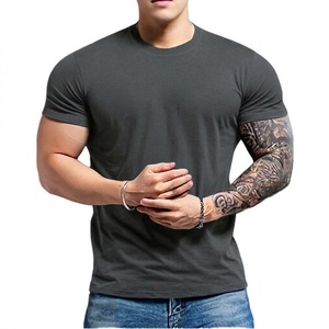 Camiseta Deportiva Casual con Cuello Redondo Hecha a Medida en Fábrica, Ropa de Gimnasio para Hombre, Camiseta de Manga Corta de Algodón para Verano, Corte Ajustado - Product Image 1