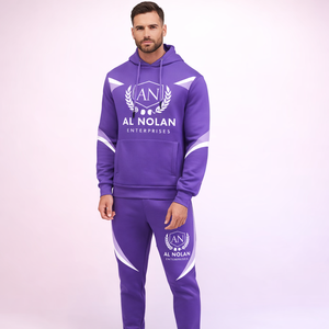 Conjunto Deportivo Morado Premium para Hombre con Sudadera con Capucha – Ropa Deportiva Urbana con Logotipo Personalizado - Product Image 1