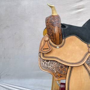 Selle de dressage sans arceau en cuir véritable faite à la main, style western cowboy, pour l'équitation anglaise – Vente chaude - Product Image 2