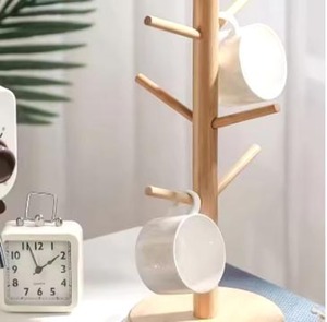 Natural Bamboo Tree Shape Mug Stand, Revolving Wooden Cup Holder for Mugs Glasses, Space Saving <b>Kitchen</b> Table Storage Decor Gift - Product Image 4