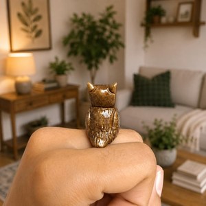 SHUBHAM Vintage Owl Figurine Brass Tone Animal Sculpture Decorative <b>Ornament</b> for Home Hotel Decor - Product Image 4