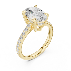 Bague de fiançailles et de mariage classique pour femme en or 14 carats, diamant de laboratoire ovale 4 carats E VS1, certifié IGI, best-seller - Product Image 4
