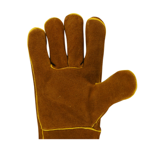 Gants de soudage en cuir de vachette jaune 2026 avec surpiqûres, protection de sécurité avec doublure intérieure en polaire et coton - Product Image 4
