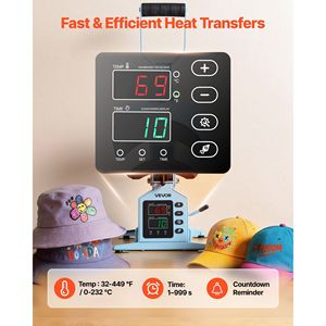 Pressa a Caldo con Piastre Intercambiabili e Controllo Preciso di Temperatura e Tempo, per 2 Cappelli - Product Image 2