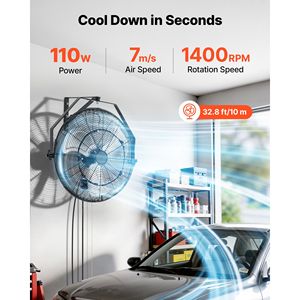 Ventilatore da Parete a 20 Pale, Certificato IP44, in Metallo con Flusso d'Aria Regolabile, Rotazione a 3 Velocità, Spina Tipo AU - Product Image 2