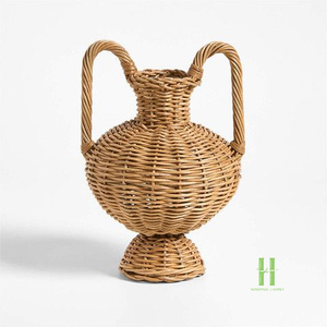NOUVEAU DESIGN Vase à fleurs en rotin naturel fait main, vase décoratif tissé pour fleurs séchées, décoration bohème et rustique pour la maison - Product Image 2