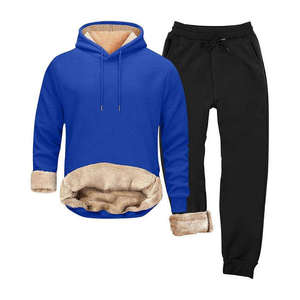 Conjunto Deportivo Casual de 2 Piezas para Invierno, Forrado y Transpirable, Sudadera con Capucha y Pantalones de Felpa Térmica Gruesa - Product Image 6