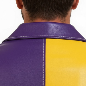 Veste d'hiver unisexe pour homme, design color block, veste en cuir véritable pour homme, col montant, respirante, de haute qualité, personnalisable - Product Image 4