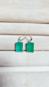 Gorgeous <b>Emerald</b> <b>Stud</b> Earrings Octagon Cut 925 Sterling Silver Gold Plated Classic Green May Birthstone Anniversary Gift Her - Product Image 6