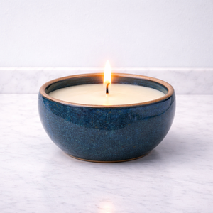 Ocean Drift Ceramic Candle Vessel Wide Bowl Glossy Glaze Heat Resistant Durable Reusable Single Wick Elegant Home Decor - Product Image 1