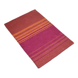 Tapis moderne en laine rouge-orange tufté à la main, design rayé, pour salon, chambre, hôtel - Product Image 3