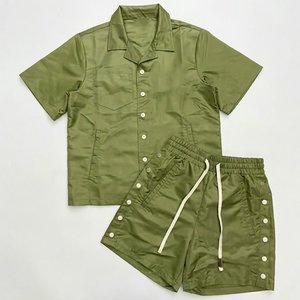 High Selling Article Custom Logo Green Men's Nylon <b>Wind</b> <b>Breaker</b> Shorts Sets For Summer Vintage Outwear Men Set Streetwear Jacket - Product Image 1