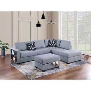 Divano Sezionale Reversibile a 3 Pezzi con Ottomana e Scaffale, Funzionale per il Soggiorno - Product Image 1