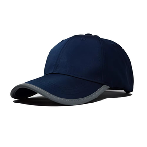 Classic Curved Brim with Gray Accent Unisex <b>Navy</b> Blue 6-Panel Baseball Cap With Contrast Trim Fitted Adjustable For Casual Wear - Product Image 2