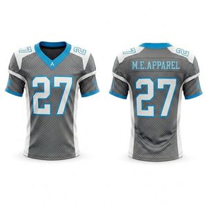 Performance Moisture Wicking <b>Silver</b> Platinum Frost Abstract Glacier Line <b>Mesh</b> American Football Jerseys - Product Image 5