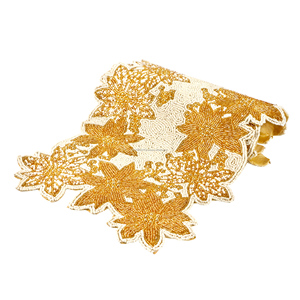 ผ้าคาดโต๊ะประดับลูกปัดสีทึบผ้าคอตตอนปักลายดอกไม้สุดหรูสำหรับงานแต่งงานงานเลี้ยงวันเกิดดีไซน์ล่าสุด - Product Image 4