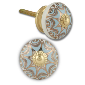 Moroccan Gold Hexagon Flower Ceramic <b>Knobs</b> Drawer Cabinet Handle Pulls <b>for</b> Kitchen Bedroom Hotel <b>Dressers</b> Wardrobe Dining - Product Image 2