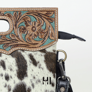 New Arrival Cowhide Hair-On Leather Crossbody Bag Suede Fringe Western Hand Tooled Shoulder <b>Purse</b> for Women - Product Image 6