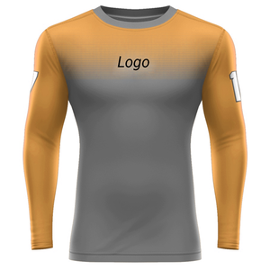 Camiseta de Compresión de Manga Larga para Hombre, Degradado Verde Lima y Gris, Cuello Redondo, Corte Ajustado, Capa Base Deportiva - Product Image 4