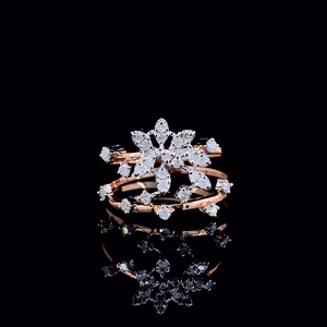 Anillo de Compromiso de Diamantes Naturales para Mujer, Oro Amarillo de 14k, Corte Brillante de Lujo, 26 Piedras, 0.32 CT, LILABA ENTERPRISE HLR00978 - Product Image 4