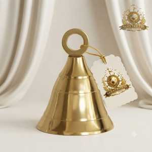 กระดิ่งทองเหลืองขัดเงา ทรงกรวย พร้อมหูจับ สำหรับโต๊ะต้อนรับ โรงแรม ร้านค้า หรือใช้เรียกพนักงาน งานฝีมือทองเหลือง - Product Image 1