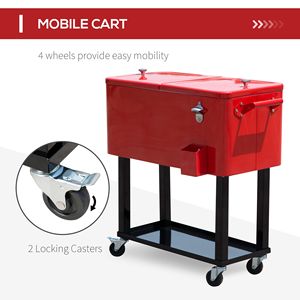 Carrello Frigo Portatile Rosso da 80 Qt con Materiale PU e Refrigeratore per Bevande su Ruote - Product Image 5